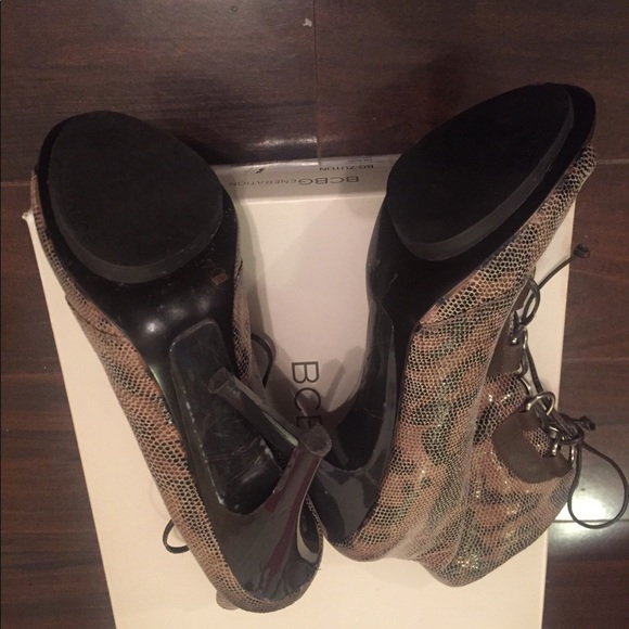 Dark brown with muted tan  peep toe bootie - Picture 5 of 5